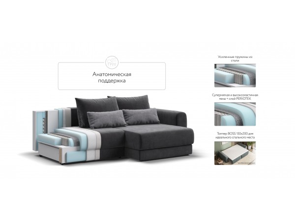 Модульный угловой диван РИЧМОНД MODOOL Вельвет CORD графит