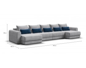 Модульный п-образный диван РИЧМОНД MODOOL Вельвет CORD серый