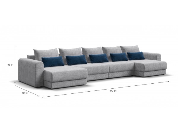 Модульный п-образный диван РИЧМОНД MODOOL Вельвет CORD серый