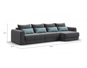 Модульный угловой диван РИЧМОНД MODOOL MAX Велюр Monolit серый