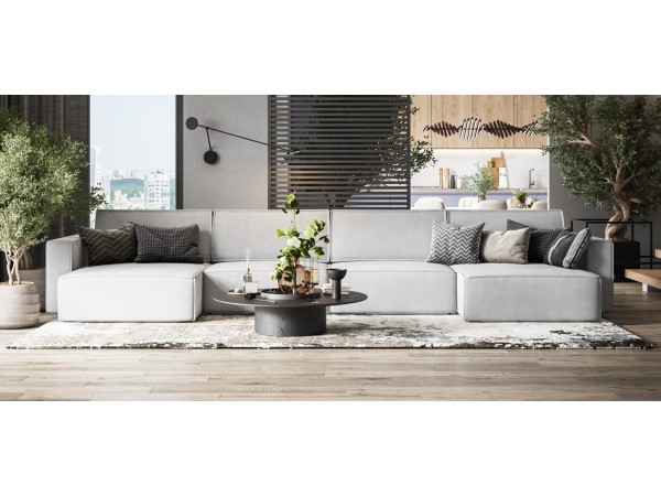 П-образный диван Босс Софт Модуль Велюр Монолит сталь