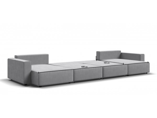 П-образный диван Босс Софт Модуль Велюр Монолит сталь