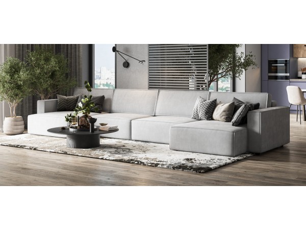 П-образный диван Босс Софт Модуль Велюр Монолит сталь