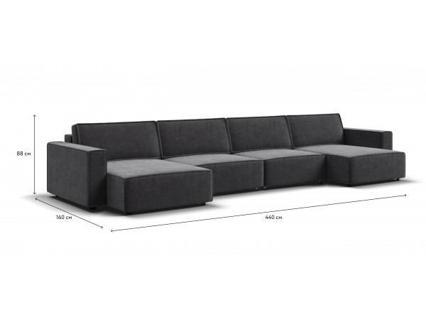 П-образный диван Босс Софт Модуль Вельвет Корд графит