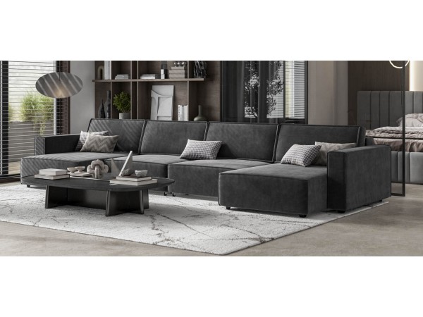 П-образный диван Босс Софт Модуль Вельвет Корд графит