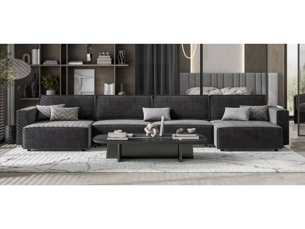 П-образный диван Босс Софт Модуль Вельвет Корд графит