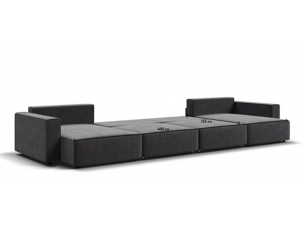 П-образный диван Босс Софт Модуль Вельвет Корд графит