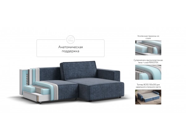 Угловой диван Босс Софт Модуль Велюр Роял синий