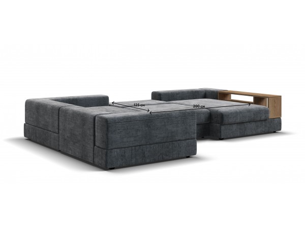 П-образный диван-кровать Босс Модуль левый, полка справа, шенилл Глосс карбон