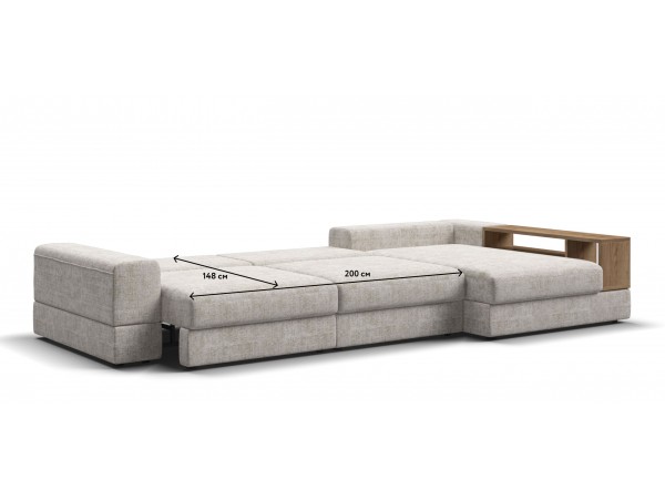 Угловой диван-кровать Босс Модуль XL правый, полка справа, шенилл Смарт кварц