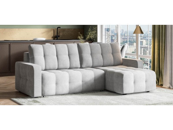 Угловой диван Уют велюр Монолит сталь