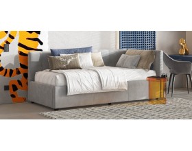 Белла Мини Кровать+ПМ 90*200 велюр Монолит сталь