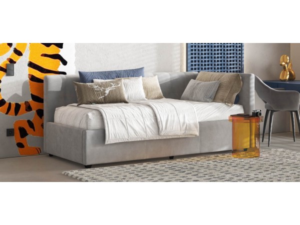 Белла Мини Кровать+ПМ 90*200 велюр Монолит сталь