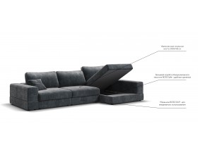 Угловой диван-кровать Босс Модуль XL правый, мягкие подлокотники, шенилл Глосс карбон