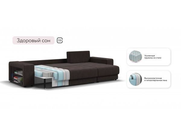 Угловой диван Ванкувер Рогожка Мальмо шоколад