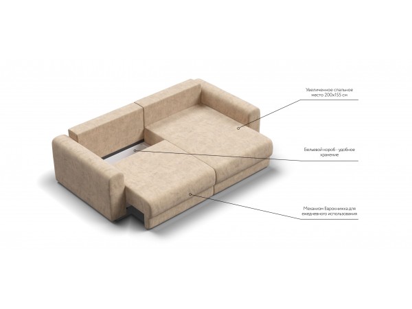 Модульный угловой диван РИЧМОНД MODOOL Велюр Роял шампань