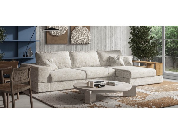 Угловой диван-кровать Босс Модуль XL правый, полка справа, шенилл Смарт кварц