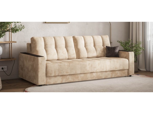 Диван Босс Маркет велюр Алькантара пепел