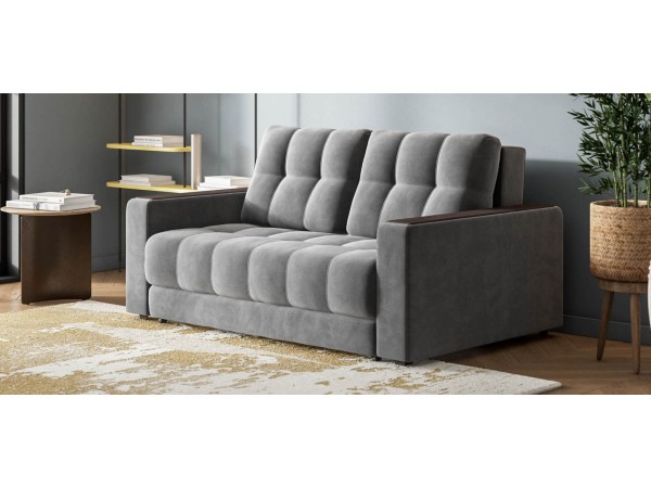 Диван Босс Маркет двухместный велюр Монолит серый