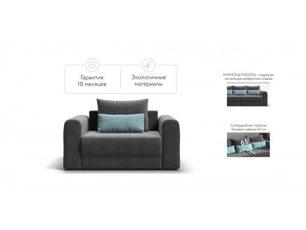 Кресло РИЧМОНД MODOOL Велюр Monolit серый