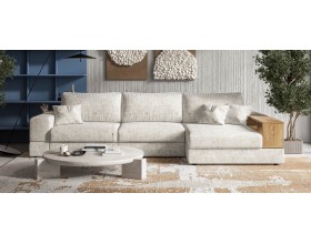 Угловой диван-кровать Босс Модуль XL правый, полка справа, шенилл Смарт кварц