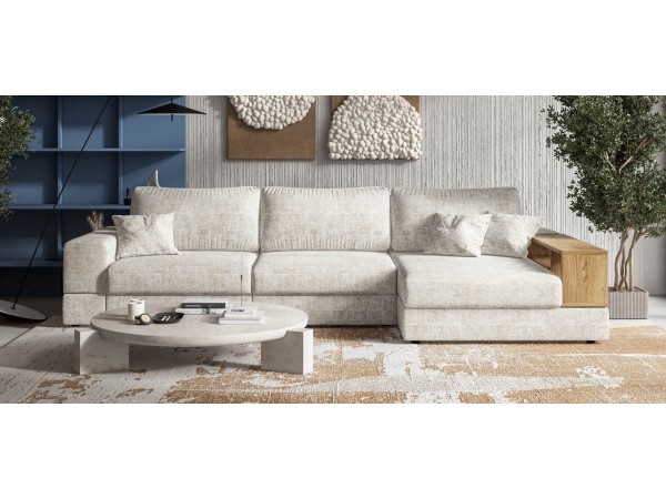 Угловой диван-кровать Босс Модуль XL правый, полка справа, шенилл Смарт кварц