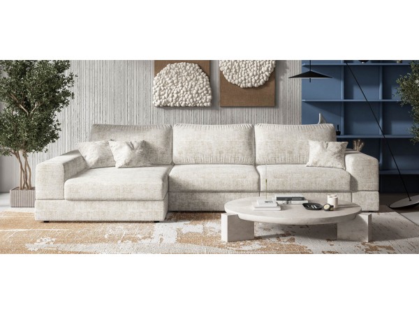 Угловой диван-кровать Босс Модуль XL левый, мягкие подлокотники, Шенилл Смарт кварц