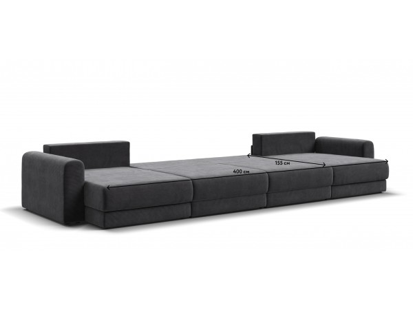 Модульный п-образный диван РИЧМОНД MODOOL Вельвет CORD графит