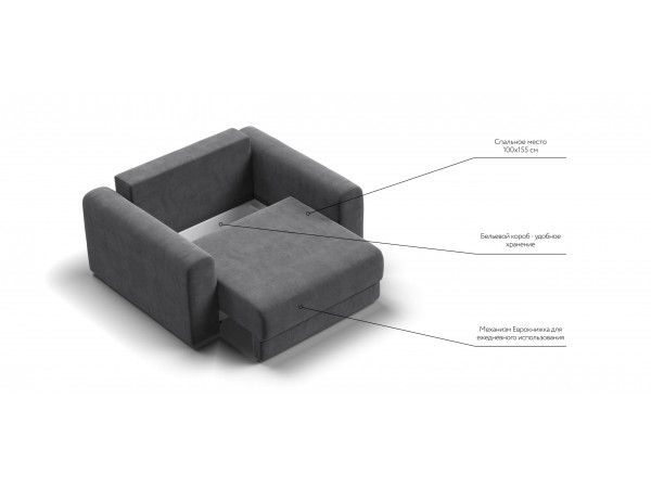 Кресло РИЧМОНД MODOOL Велюр Monolit серый