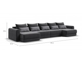 Модульный п-образный диван РИЧМОНД MODOOL Вельвет CORD графит