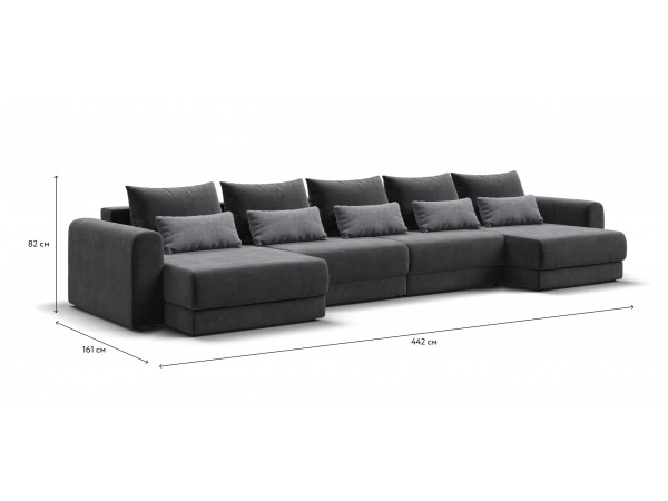 Модульный п-образный диван РИЧМОНД MODOOL Вельвет CORD графит