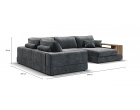 П-образный диван-кровать Босс Модуль левый, полка справа, шенилл Глосс карбон