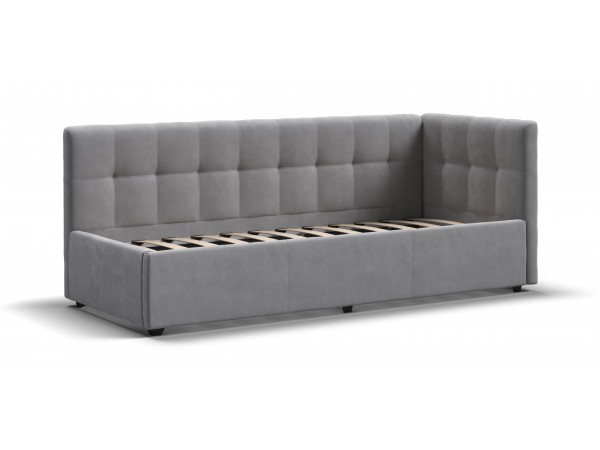 Белла Мини Кровать+ПМ 90*200 велюр Монолит сталь