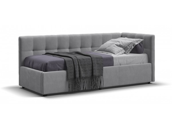 Белла Мини Кровать+ПМ 90*200 велюр Монолит сталь