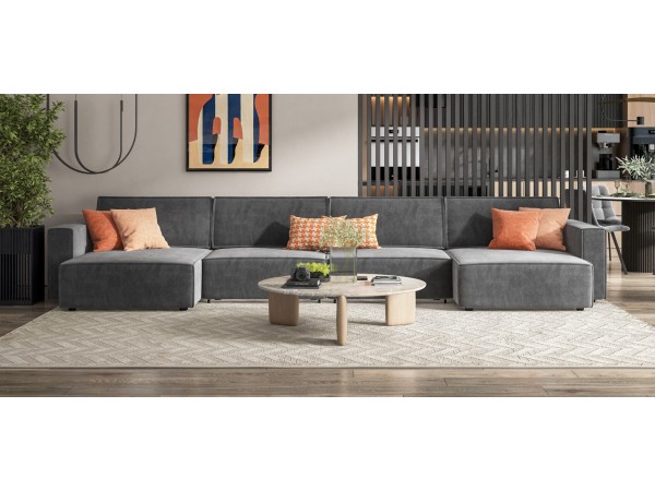 П-образный диван Босс Софт Модуль Велюр Монолит серый