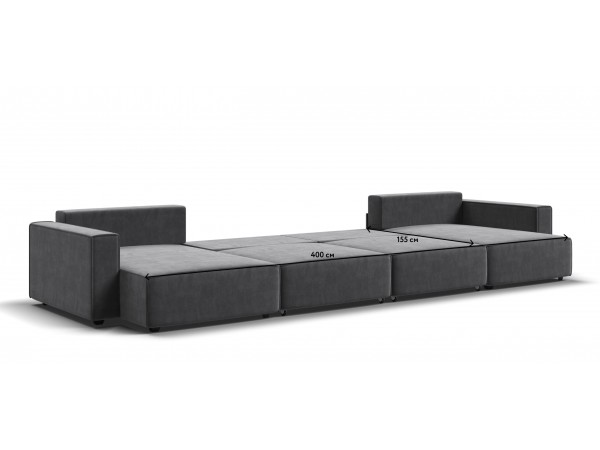 П-образный диван Босс Софт Модуль Велюр Монолит серый