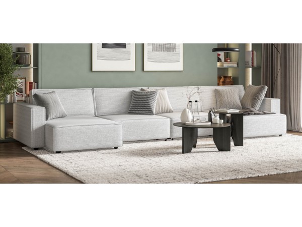 П-образный диван Босс Софт Модуль Вельвет Корд серый