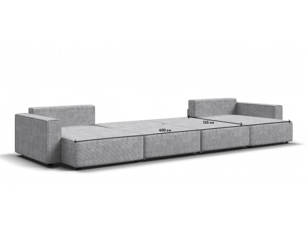 П-образный диван Босс Софт Модуль Вельвет Корд серый