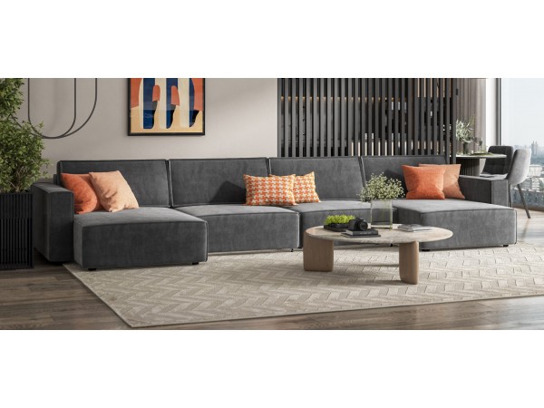 П-образный диван Босс Софт Модуль Велюр Монолит серый