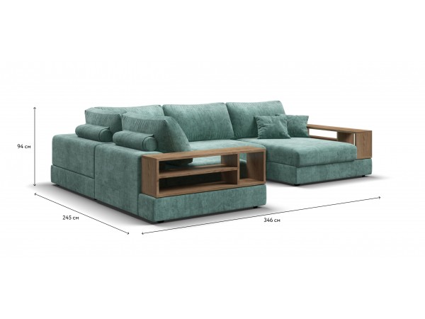 П-образный диван-кровать Босс Модуль левый, две полки, шенилл Глосс минт