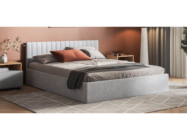 МП Ронда Кровать+ПМ 160*200 велюр Монолит сталь