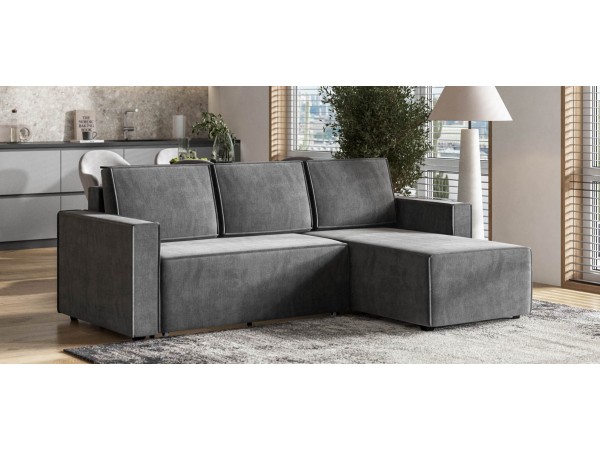 Угловой диван Лофт велюр Монолит серый