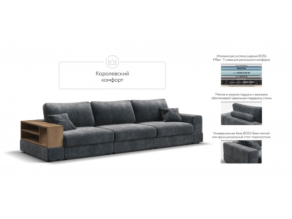 Диван-кровать Босс Модуль Макс, полка слева, Шенилл Глосс карбон