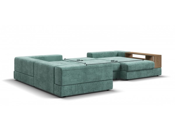 П-образный диван-кровать Босс Модуль левый, полка справа, шенилл Глосс минт