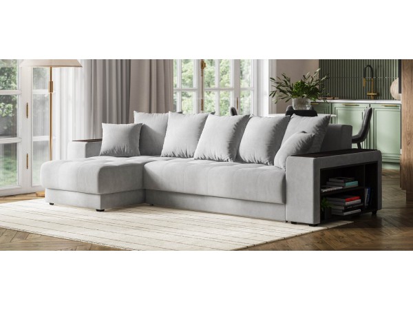 Угловой диван Ванкувер велюр Монолит сталь