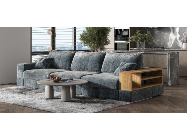 Диван-кровать Босс Модуль Макс, полка слева, Шенилл Глосс карбон