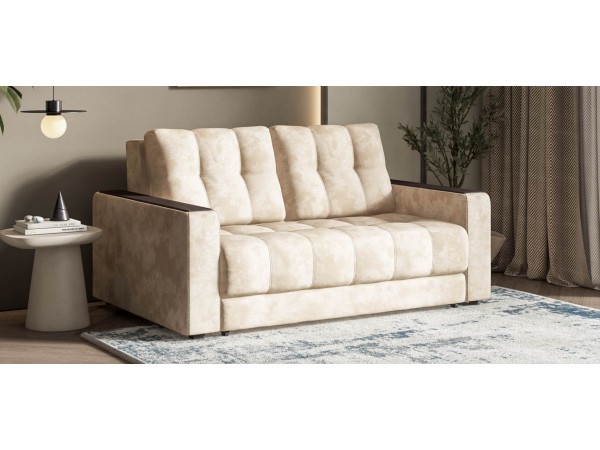 Диван Босс Маркет двухместный велюр Алькантара пепел