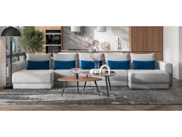 Модульный п-образный диван РИЧМОНД MODOOL Велюр Monolit сталь