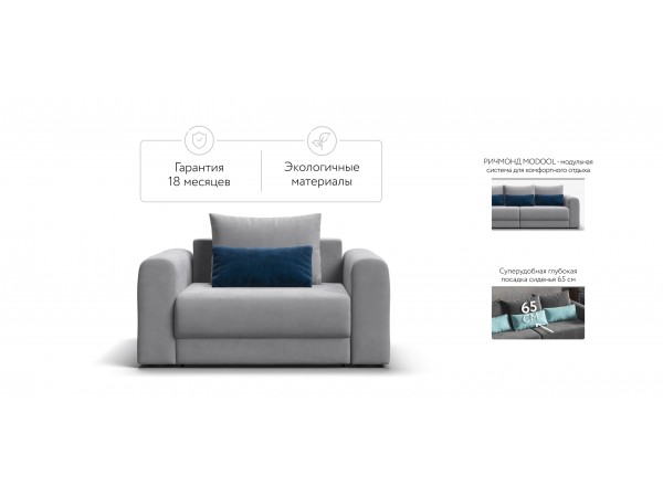 Кресло РИЧМОНД MODOOL Велюр Monolit сталь