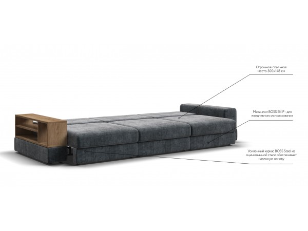 Диван-кровать Босс Модуль Макс, полка слева, Шенилл Глосс карбон